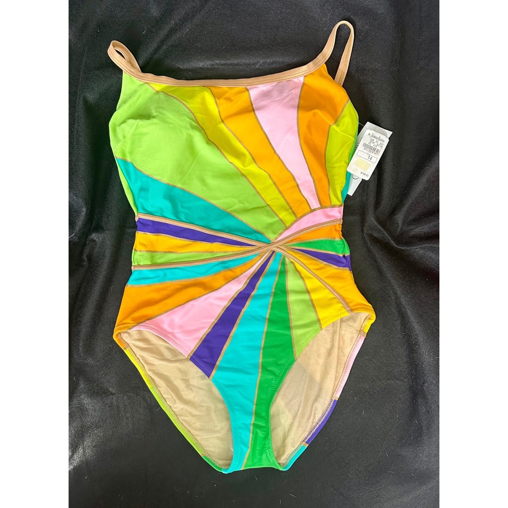 Rare Vintage Gottex Sunburst One Piece Swimsuit Neiman Marcus NWT Size 14
